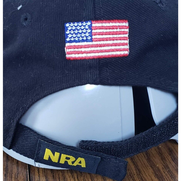 NRA Hat Cap Black and Gold with American Flag Mens Adjustable OSFM 100% Cotton - Picture 4 of 8